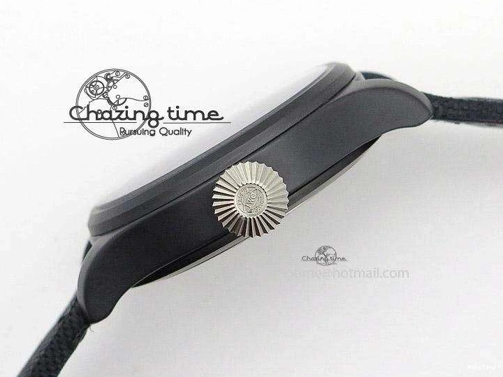 MIROTIME 0820 Durable Big Pilot 5019 Ceramic Case Black Dial Green Markers Asian 23J 7396